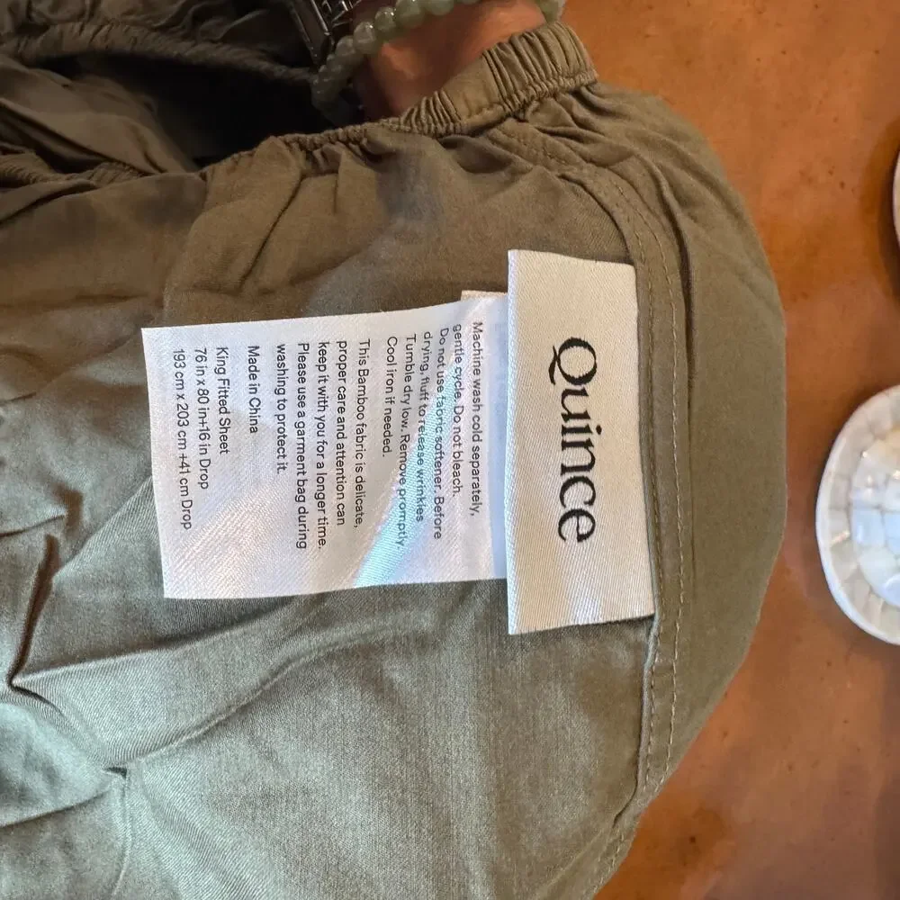 Quince Organic Bamboo Fitted Sheet Set King Dusty Olive NWOT